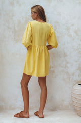 Beatrice Puff Sleeve Linen Mini Dress