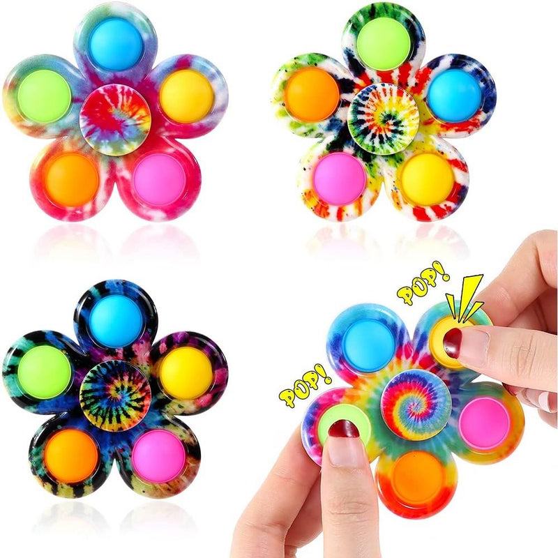 3 Pack: Tie-Dye Popper Fidget Spinner Toy