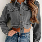 Denim Jackets Long Sleeve Tassel Outerwear Coat