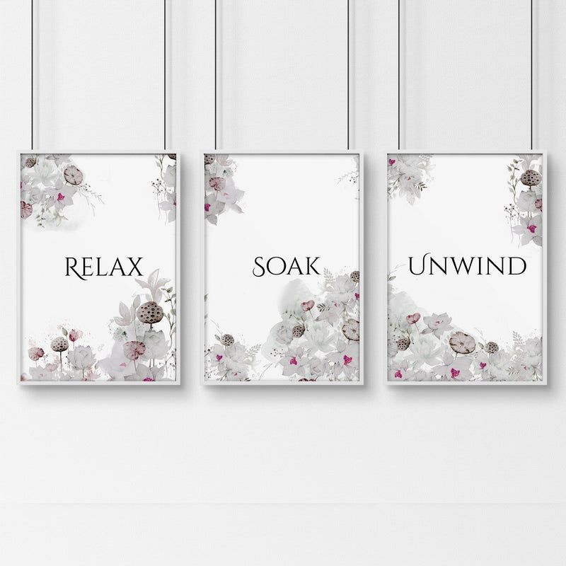 Country bathroom wall decor Set of 3 wall art