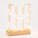 Light Up Letter H Wire Frame Copper Rose Gold Alphabet Light