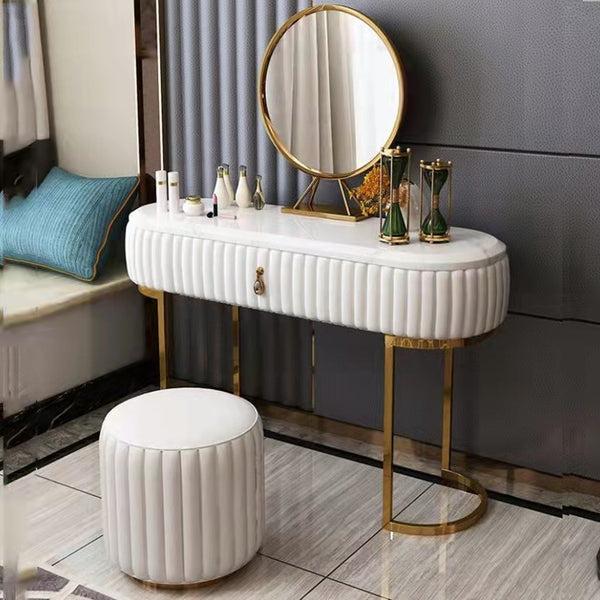 Luxury White Vanity Table - Stool & Mirror Included