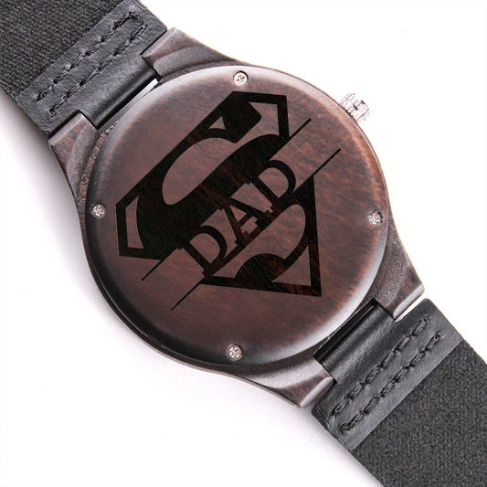 Personalized Super Dad Wooden Watch