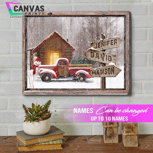 Personalized Red Truck Canvas