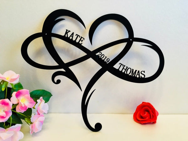 Personalized Infinity Heart Metal Sign