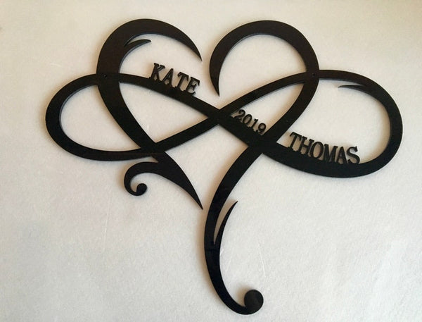 Personalized Infinity Heart Metal Sign