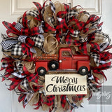 Vintage Red Truck Christmas Wreath